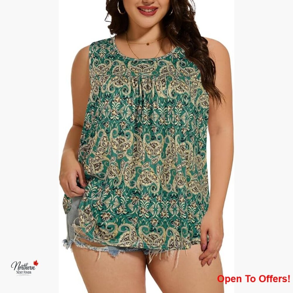 Plus Size Summer Tank Top Flowy Camisole Blouse Tunic